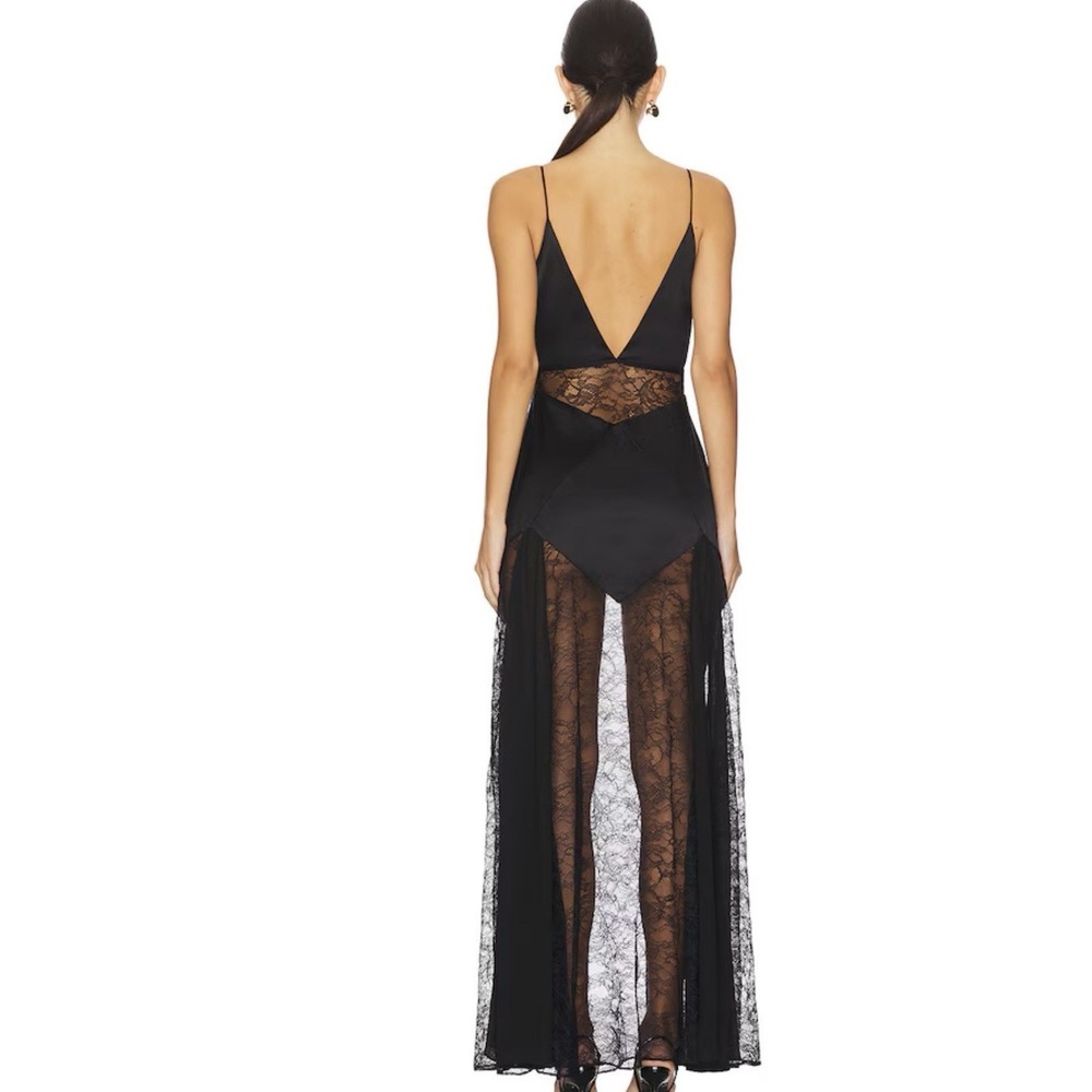 House of Harlow 1960 x REVOLVE Izrah Gown black long lace satin‎ panels $358msrp - Picture 3 of 7
